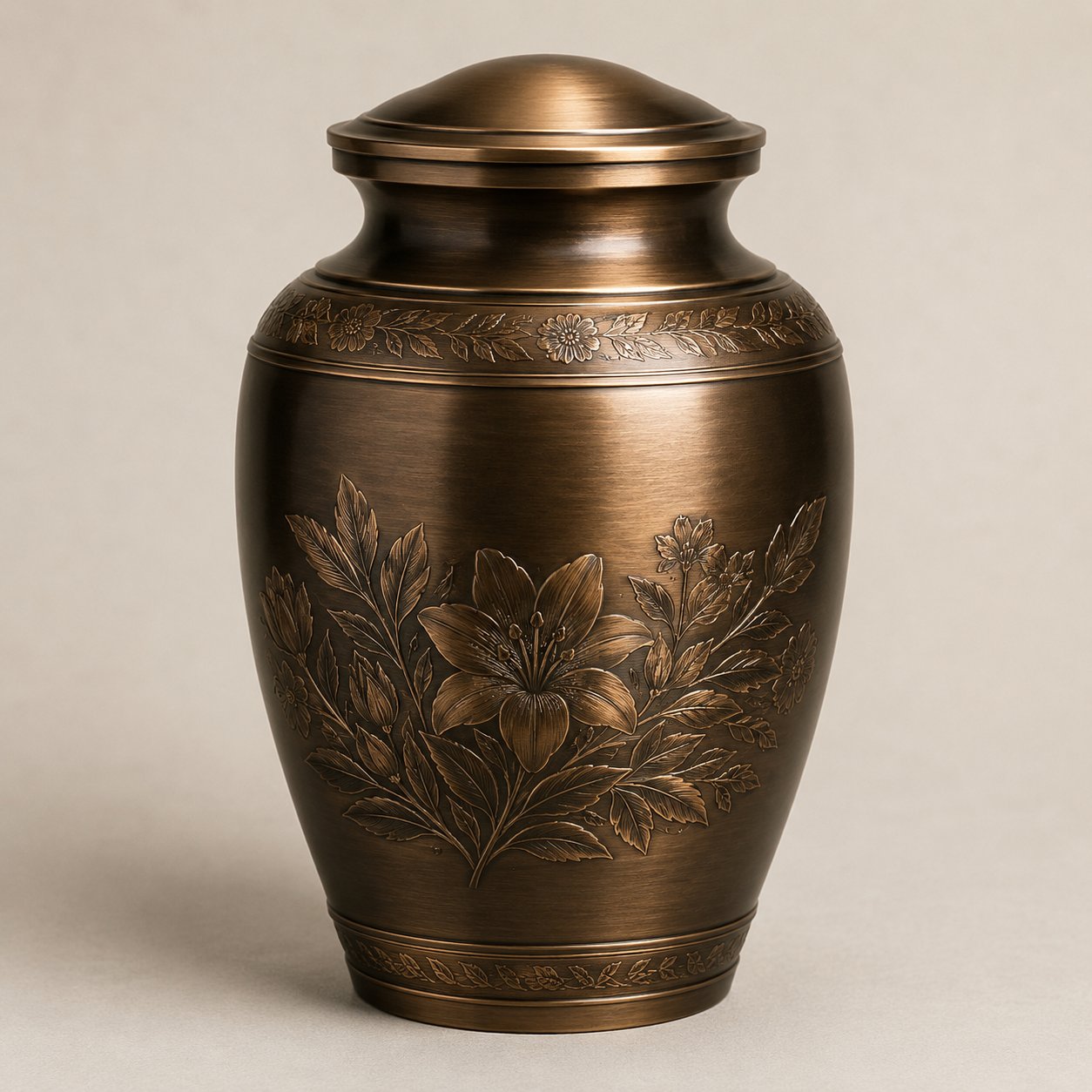 Urna cineraria in bronzo con decoro floreale — Gennaro Tammaro